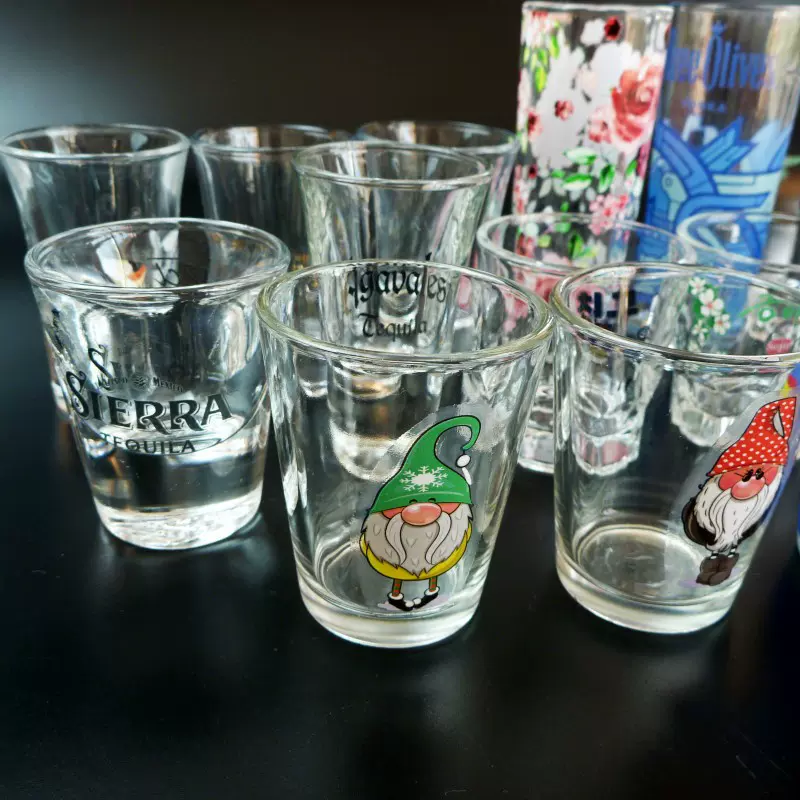 定制各种小容量白酒杯酒吧子弹烈酒杯贴花小酒杯10/20/30ml玻璃杯