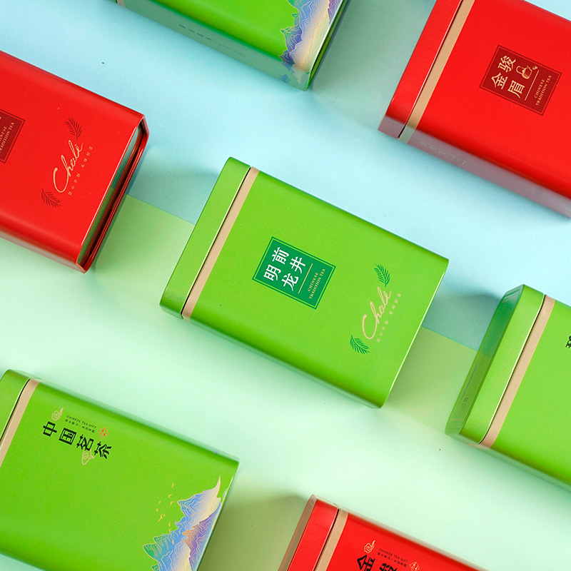 E-Commerce 125g square version tea cans wholesale Longjing green tea black tea tinplate metal tea cans small cans