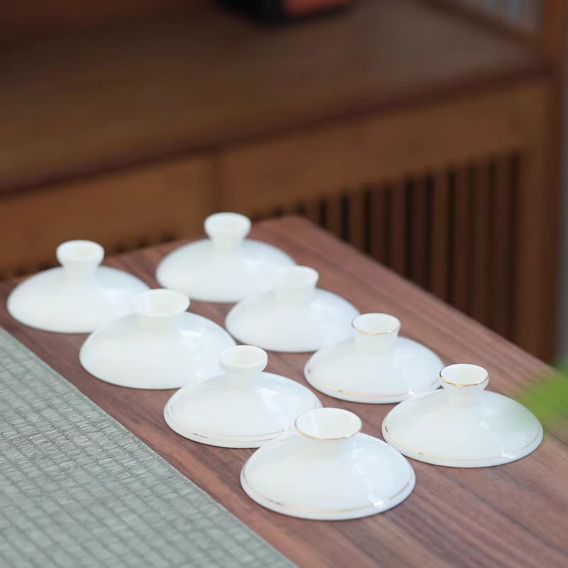盖碗盖子大号高白陶瓷茶盖玲珑盖碗茶具单三才茶碗零配功夫茶盖|undefined
