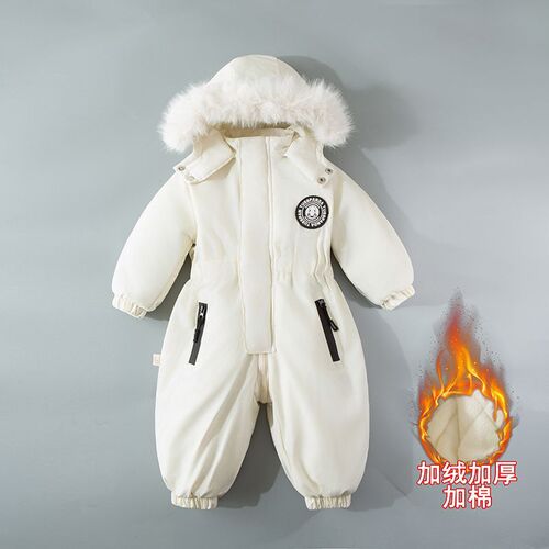 Infants, children, baby ski clothes, new style with cashmere, thick cotton jacket, newborn one-piece suit, winter going out