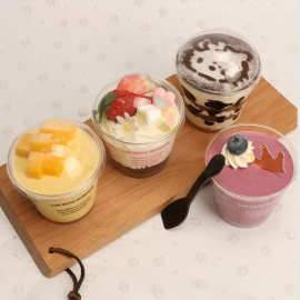 厂家直销一次性塑料杯带盖杯木糠杯航空慕斯杯布丁酸奶杯奶茶杯