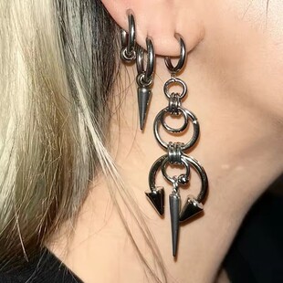 New cross-border European and American Gothic stainless steel earrings sewing willow nails two-way pointed cone earrings earrings wholesale