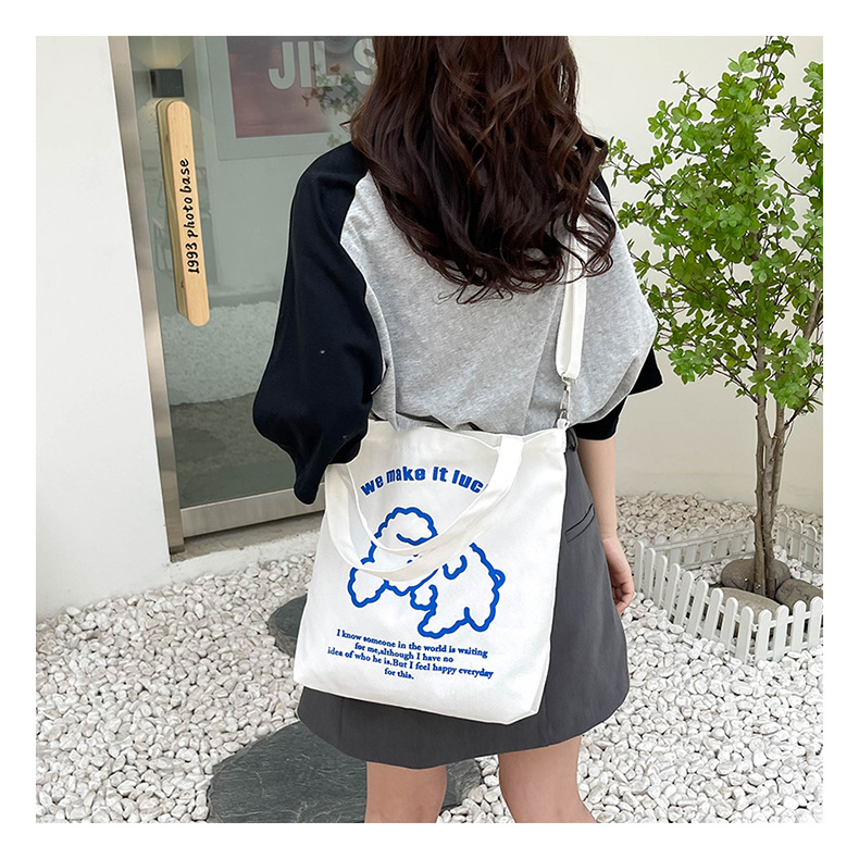 New fashionable and cute canvas bag, simple and large-capacity tote bag, casual and versatile single-shoulder crossbody bag, Douyin consignment undefined