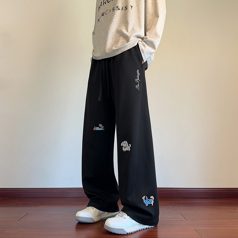 Nasa Fun Dog-Themed Trendy Patchwork Embroidered Wide-Leg Pants Unisex Straight-Leg Pants with a High-End Drape Feel Casual Pants Sweatpants Nasa Fun Dog-Themed Trendy Patchwork Embroidered Wide-Leg Pants Unisex Straight-Leg Pants with a High-End Drape Feel Casual Pants Sweatpants
