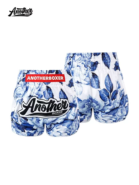 ANOTHERBOXER new blue and white rose MMA training shorts for adults, designed for free fighting and combat sports