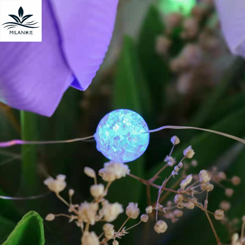 Qixi nuevo LED alambre de cobre cristal Cadena de luz flor ramo caja de regalo Decoración Accesorios de pastel de material luces de colores