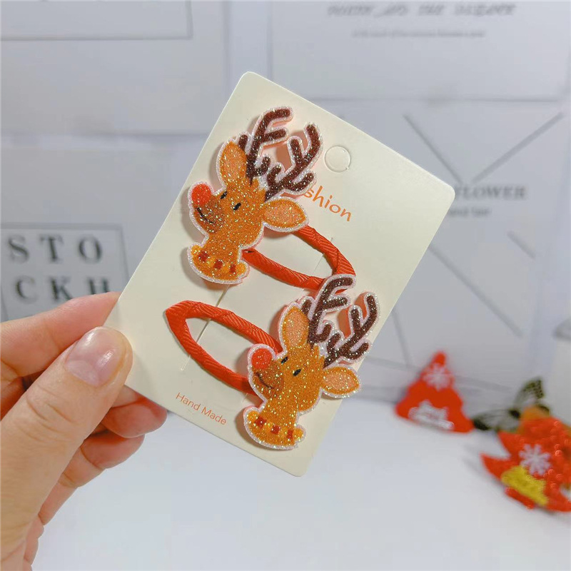 22g Weight Hair Clip Hair Accessories Type 1 Pair Quantity Street Occasion Christmas Festival Cartoon Pattern Girl'S Gender Classic Style Style Christmas Classic Style Girl'S Cartoon Hair Clip 9