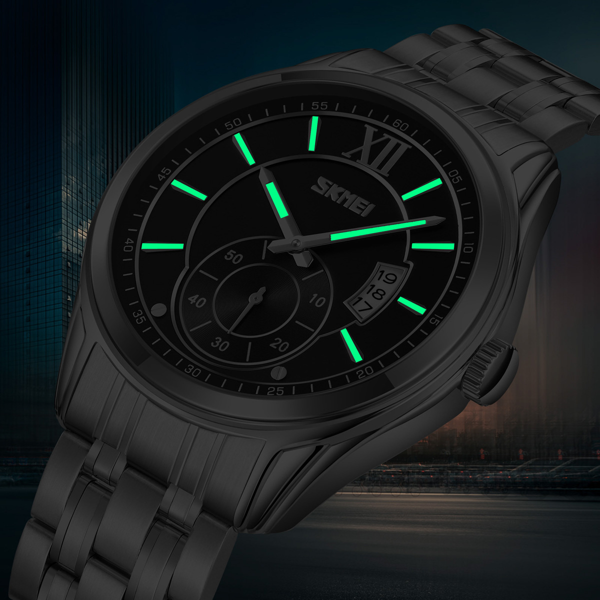 Momento de relojes de hombre de acero sólido calendario de negocios relojes de pulsera impermeable relojes de cuarzo fábrica de stock transfronterizo al por mayor