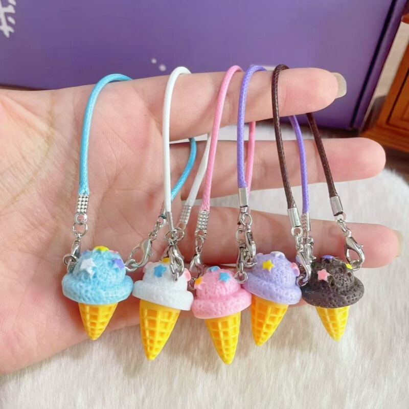 Cj89 Dollhouse Mini Model Star Ice Cream Cone Cartoon Resin Cream Accessories Hanging Decoration