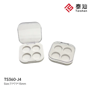 圆形内槽眼影空盒透明翻盖四色彩妆分装盒 腮红高光 DIY 压盘包材
