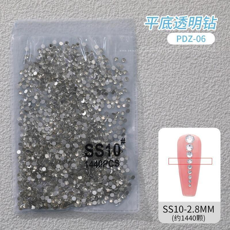 1440個のネイルアート用ラウンドダイヤモンド、平底透明ホワイトダイヤモンド、ネイルデコレーション用クリスタルダイヤモンド、星空ネイルアート用ダイヤモンド|undefined