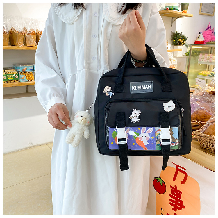 Book bag, handbag, canvas bag, large-capacity crossbody bag for girls, single-shoulder bag for primary school students, tutorial bag for classes, tutoring undefined