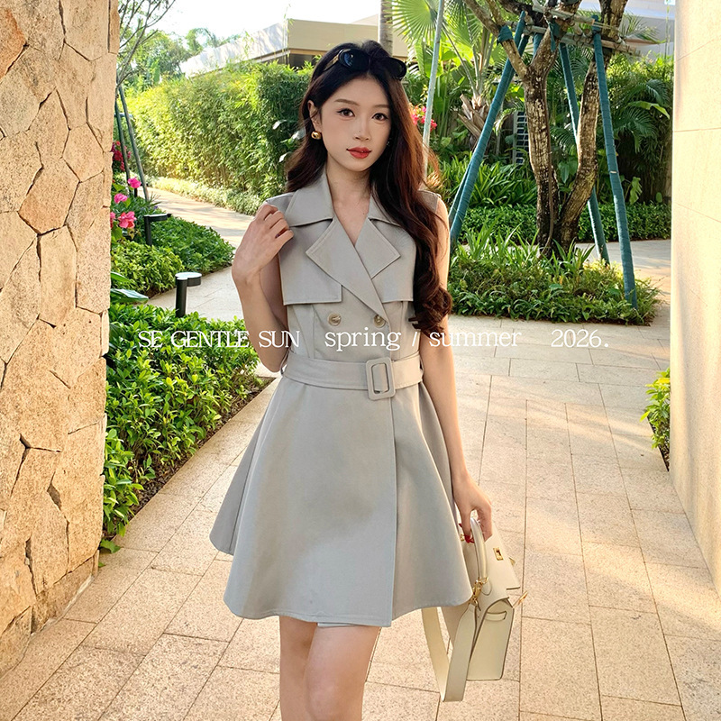 【Special Offer, No Returns or Exchanges】Xiu Xixi Thirteen Lines Spring Waist-Cinching Slimming Sleeveless Tencel Dress 86132 【Special Offer, No Returns or Exchanges】Xiu Xixi Thirteen Lines Spring Waist-Cinching Slimming Sleeveless Tencel Dress 86132