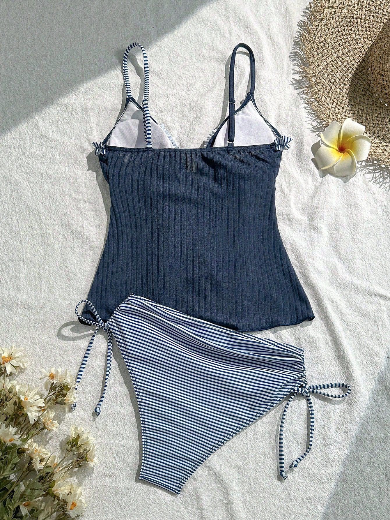 Damen Bikini-set Zweiteiliger Badeanzug Mit Spitzenbesatz_voghion.com