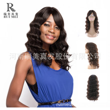 许昌瑞美新品假发欧美假发女前蕾丝真人发波浪长卷发假发套批发