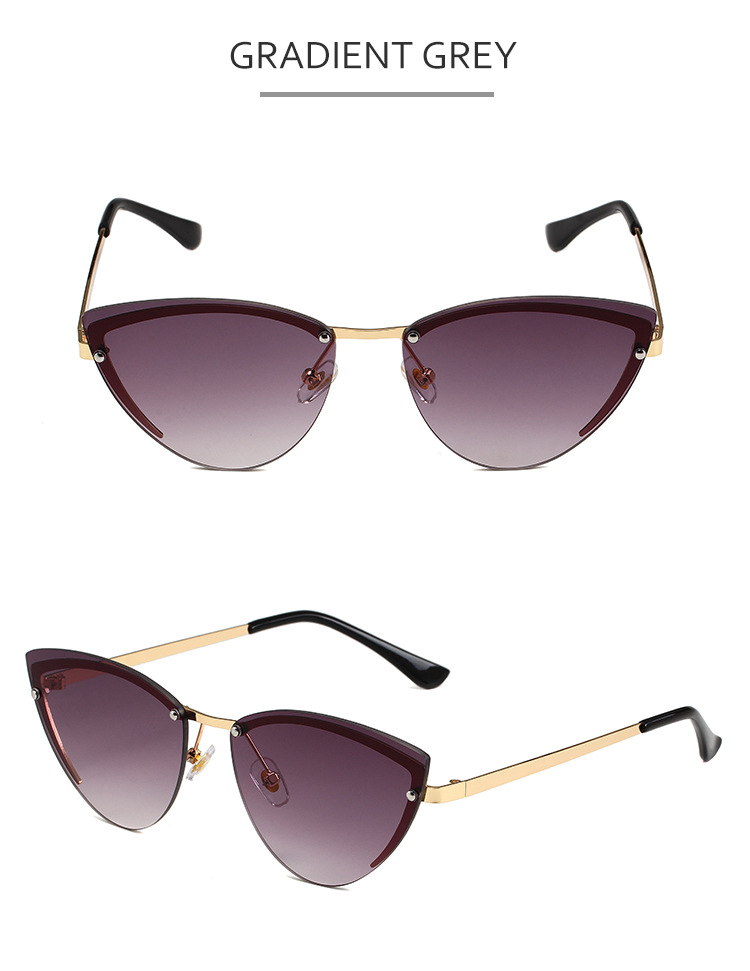 37g Weight Frameless Glasses Structure Sunglasses Classification PC, UV400 Protection Lens Material Cat Eye Glasses Style Travel, Street Occasion Solid Color Pattern Women's Gender Streetwear Style Streetwear Solid Color PC UV400 Protection Cat Eye Frameless Women's Sunglasses 7