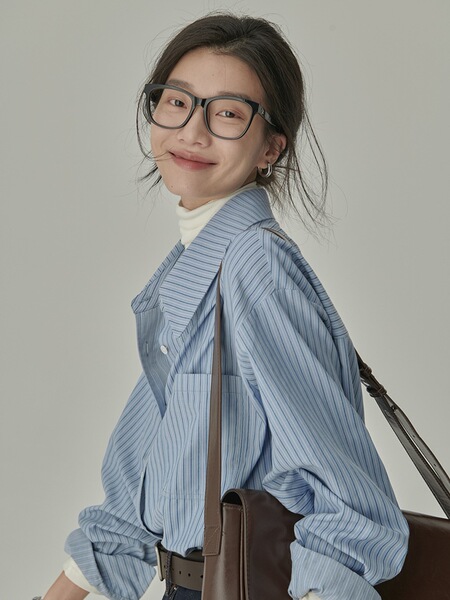 Autumn retro blue design shirt