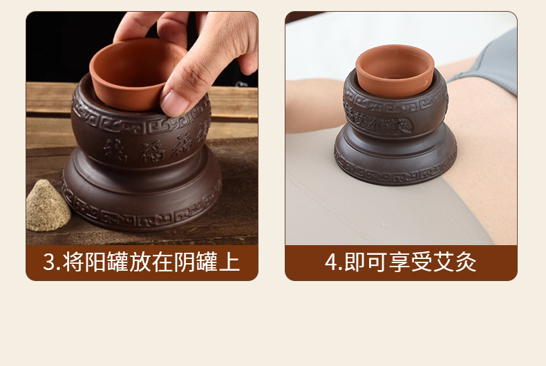 Moxibustion Navel Therapy Bowl Set Portable Single Hole Umbilical Moxa Tool with 20 Moxa Cones for Wellness Care in use