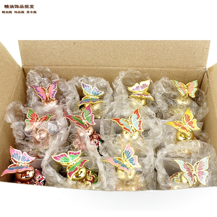 精油饰品网蜘蛛花纹球形款蝴蝶盖香水瓶全图4.jpg