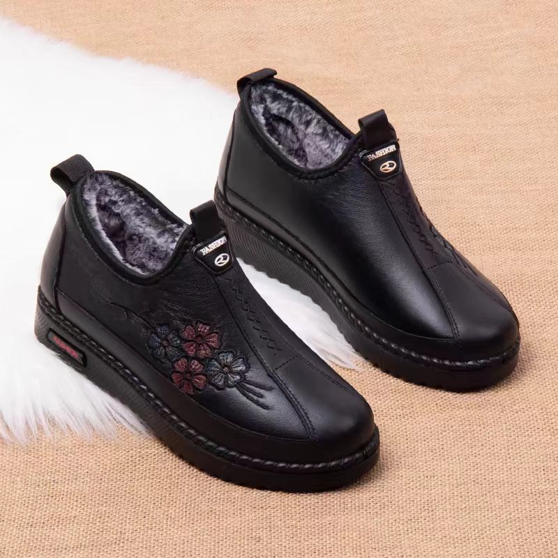 Qish shugul issiq mato ayakkabisi o'rta yoshli ona ayakkabisi yumshoq past silliq shugul boots