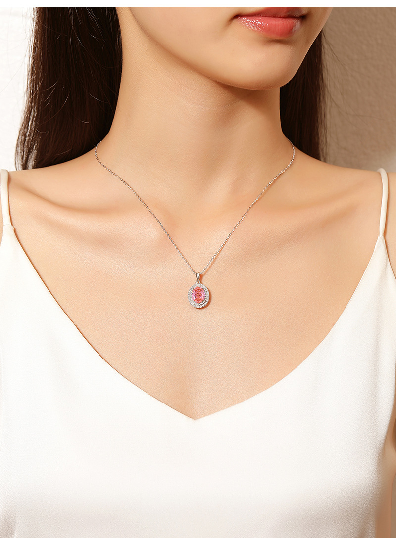 925 sterling silver Chain Material 1 Piece 925 Sterling Silver Geometric Zircon High Carbon Diamond 925 Sterling Silver Cable Chain Pendant Necklace
