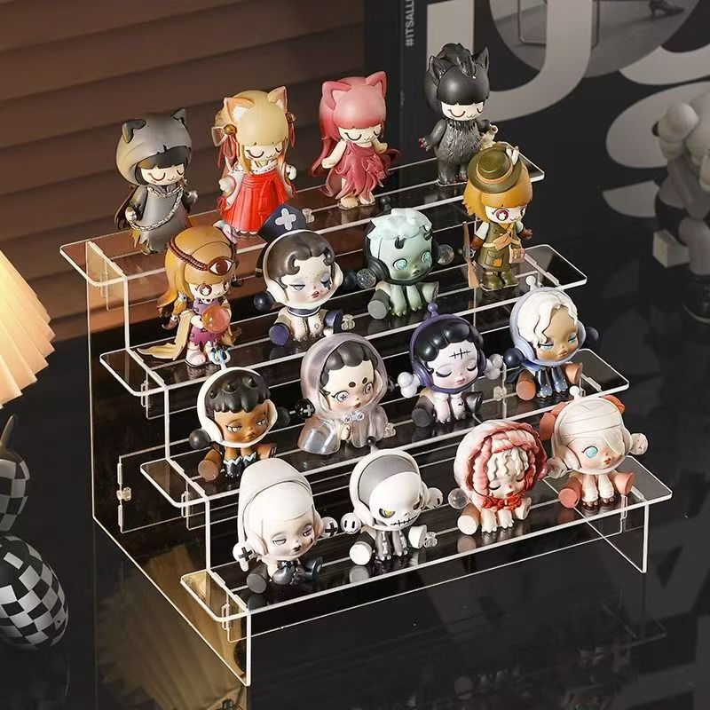 Acrylic Ladder Display Stand Bubble Mart Display Stand Blind Box Transparent Multi-Layer Doll Doll Hand-Made Storage Rack