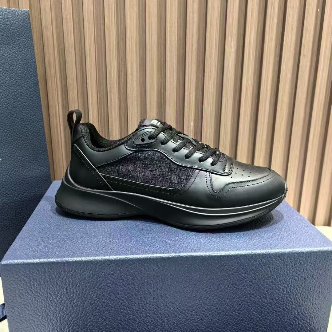 2025 New Style Genuine Leather Mesh Breathable Fashion Shoes Lace-Up Round Toe Comfortable Outdoor Sports Casual Men's Sneakers