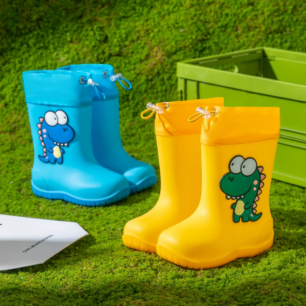 Детская дождевая обувь 1-7 лет мальчик ученик начальной школы динозавр водная обувь детское нескользящая детская мультяшная дождевая сапога девочка
