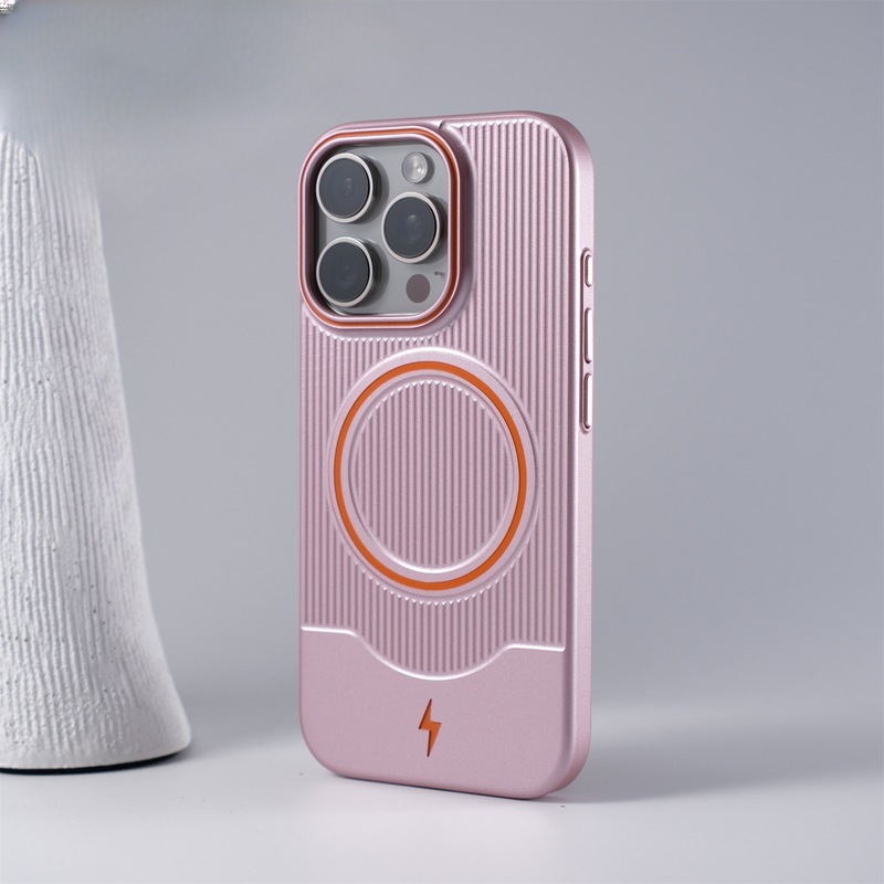 iPhone16promaxに適した波形メタルペイント磁気電話ケースApple 15コントラストカラーのハイエンド保護カバー|undefined