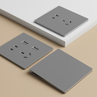 International Electrician 86 Grey Ultra-thin Five-hole Socket Panel Household Wall Switch One-on Double-control Double-on