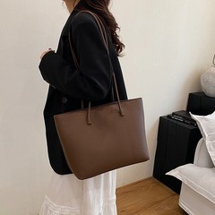 トートバッグ レトロ ヨーロッパとアメリカン スタイル ソリッドカラー カジュアル 通勤 ショルダーバッグ 大容量 仕事用 テクスチャー 多用途バッグ 女性用