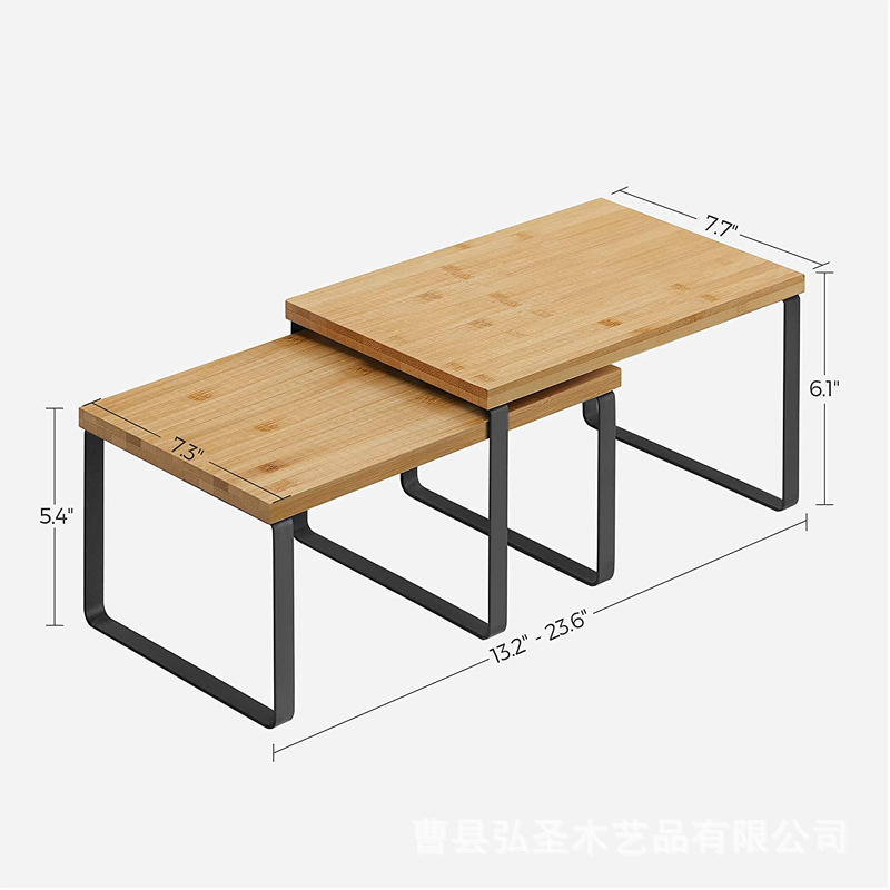 Hierro y madera combinado rack de almacenamiento de escritorio de almacenamiento rack de cocina apilable organizador encogimiento rack de almacenamiento
