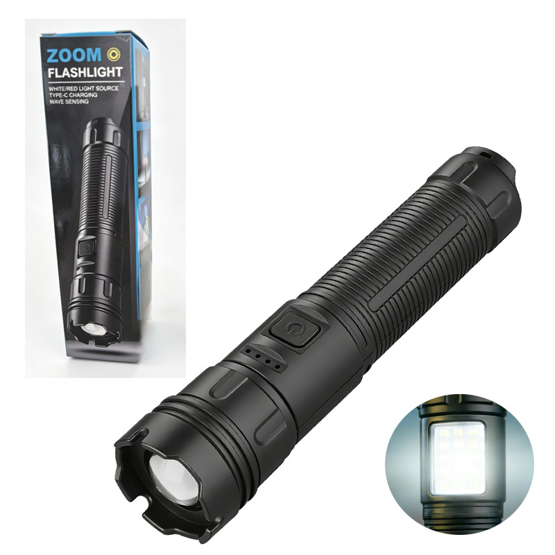 Linterna de zoom de luz fuerte transfronteriza al aire libre multifuncional portátil hogar pequeña linterna telescópica Luz de zoom image 16