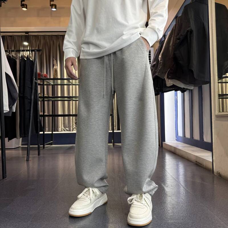 秋季高品质时尚早秋日常穿搭慵懒风垂感潮流直筒男士轻奢休闲裤|undefined