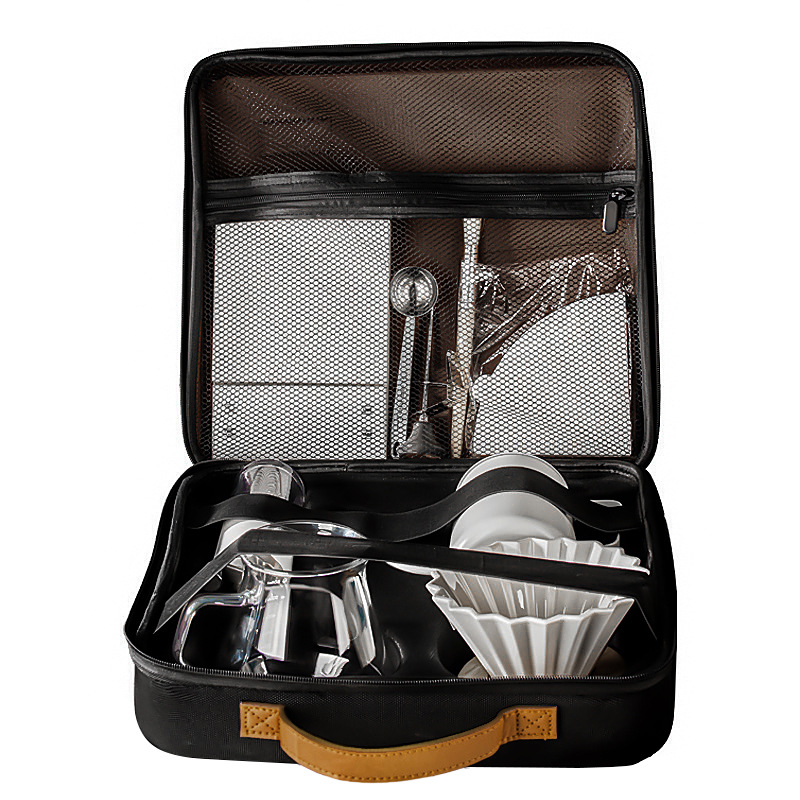 Juego de café portátil para acampar al aire libre, juego de café molido a mano, caja de almacenamiento, cafetera de preparación manual, combinación transfronteriza