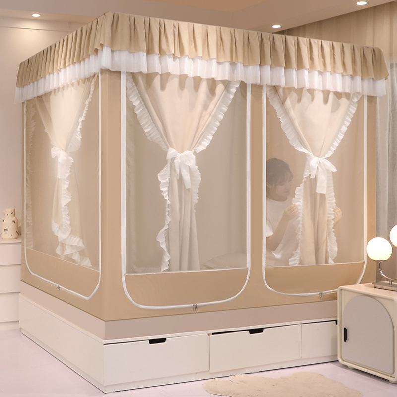 Mosquito Net 2023 New Model for Home Use, High-End Mongolian Yurt, No Installation Needed, Baby Anti-Fall, Children's Encrypted Blackout Bed Curtain, Dropshipping