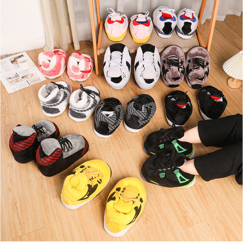 Coconut Cotton Slippers Return to the Future Glowing Cotton Shoes AJ1 Black Red Parody Warm Home Slippers