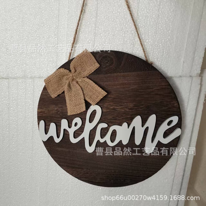 Round wooden welcome sign, farmhouse front door welcome sign, wooden welcome sign, pastoral style home decoration door