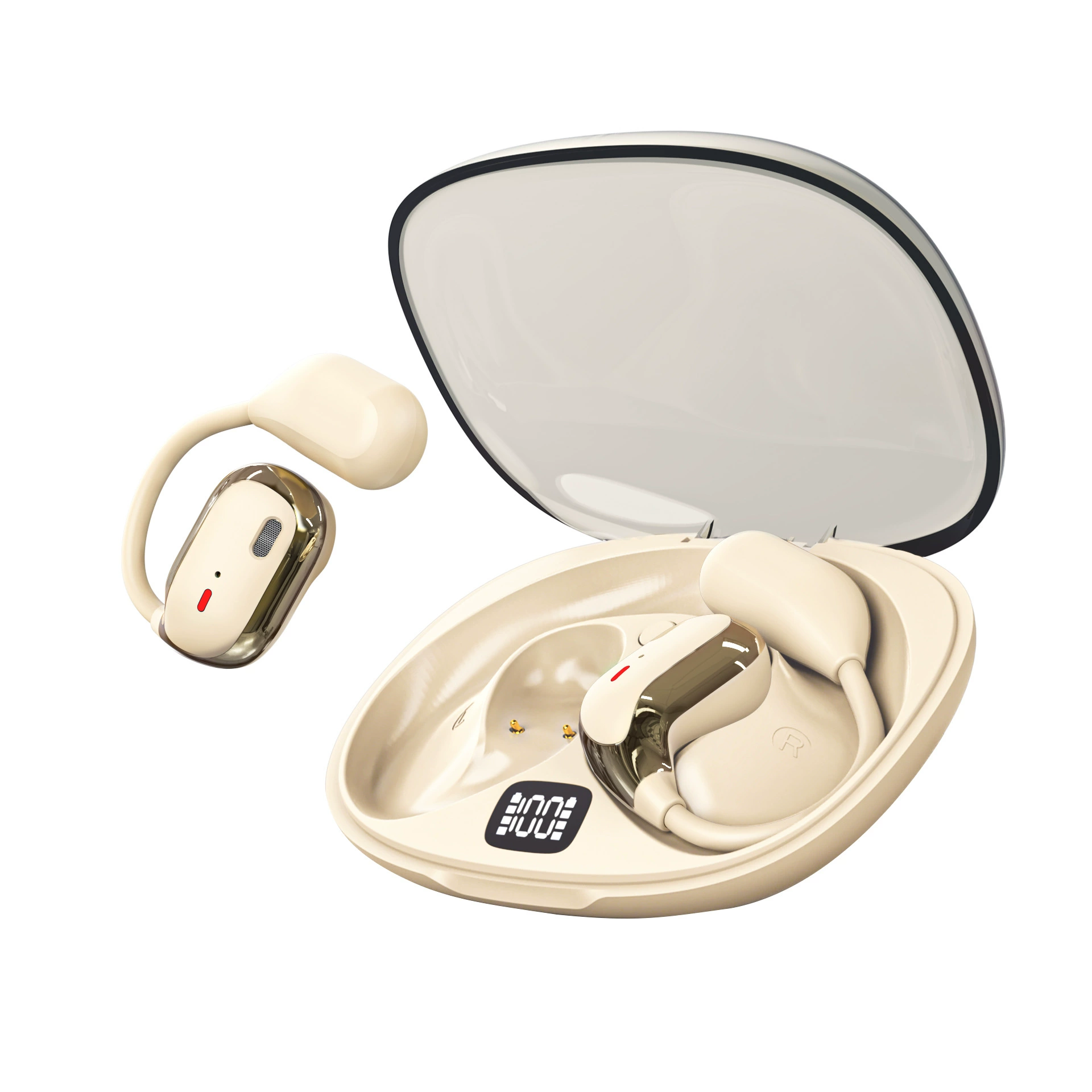 новый JM15 прозрачные открытые Bluetooth наушники OWS умный цифровой дисплей сверхдолгая работа аккумулятора спортивные наушники