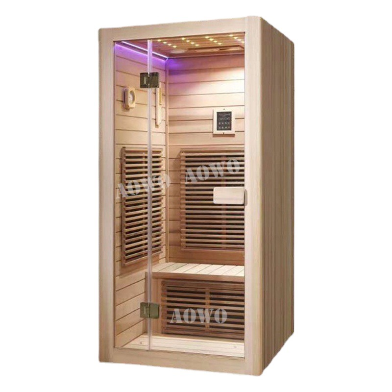 Hierro abeto infrarrojo lejano onda de luz habitación familia mini sauna cabina interior de madera pequeña sala de vapor