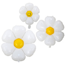 韩版笑脸雏菊花朵造型铝膜气球 宝宝派对儿童生日装饰气球批发