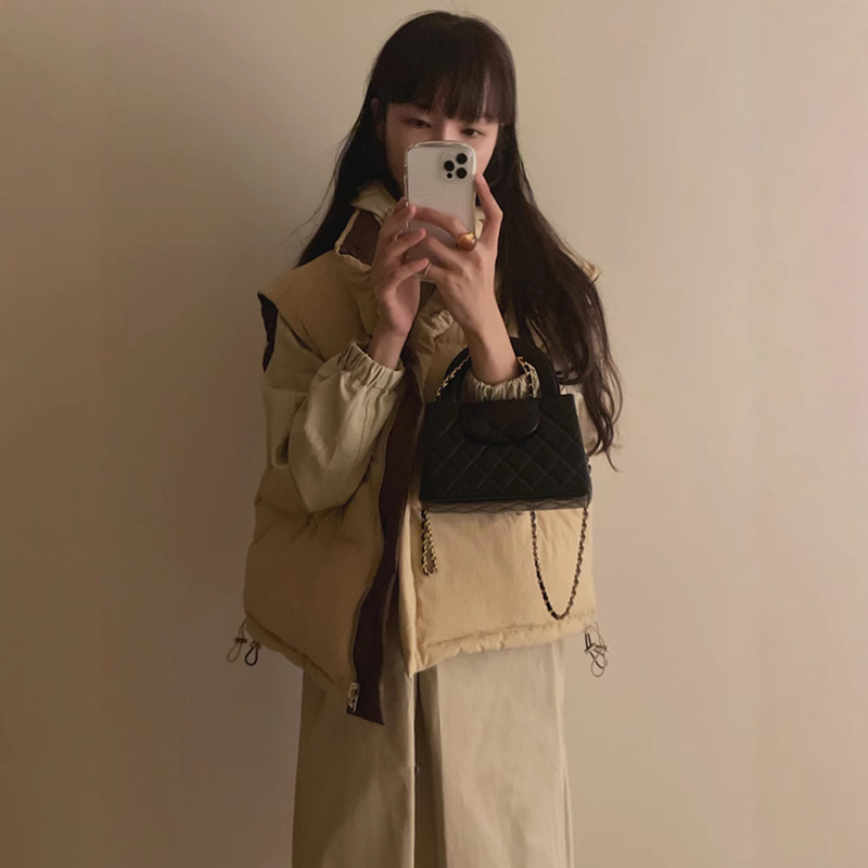 In Stock Autumn and Winter Double-Sided down Vest Loose Women's 2024 Korean Style Simple Casual Duck down Vest Maybeba*Y