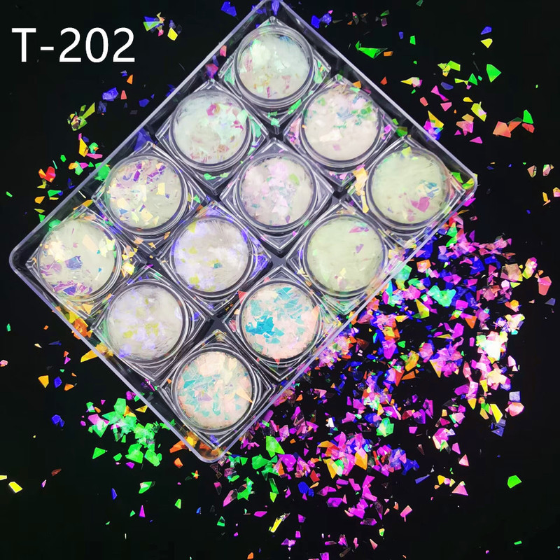 Tiktok same style manicure colorful brocade fragments thin irregular eye makeup patch epoxy material slim filling