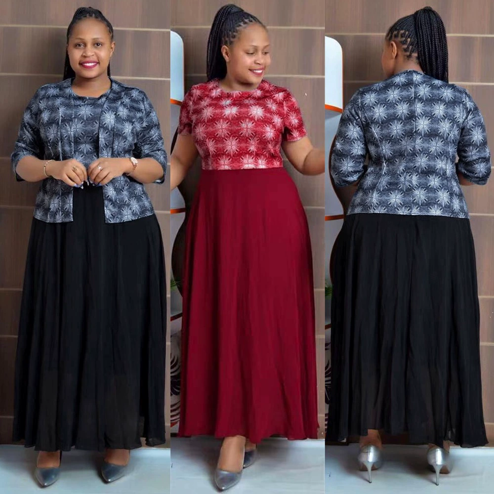 Европейская и американская одежда для женщин больших размеров, новые топы и платья, комплект из 2 предметов, готовый к отправке, дропшиппинг JX510