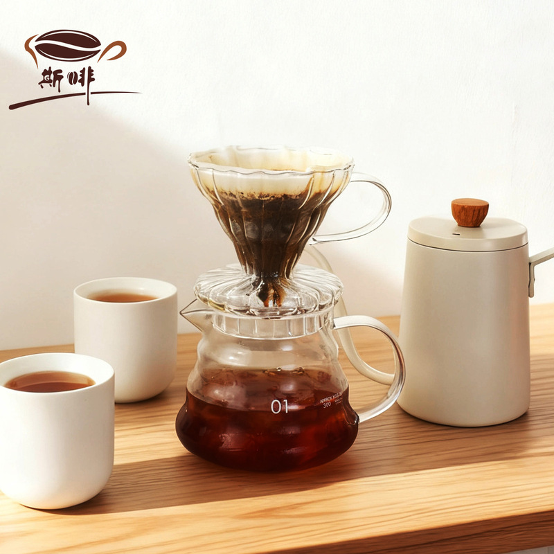 Glass Cloud Pot Coffee High Borosilicate Heat-Resistant Drip Sharing Pot Hand-Brew Pot Set Simple Style Coffee Pot