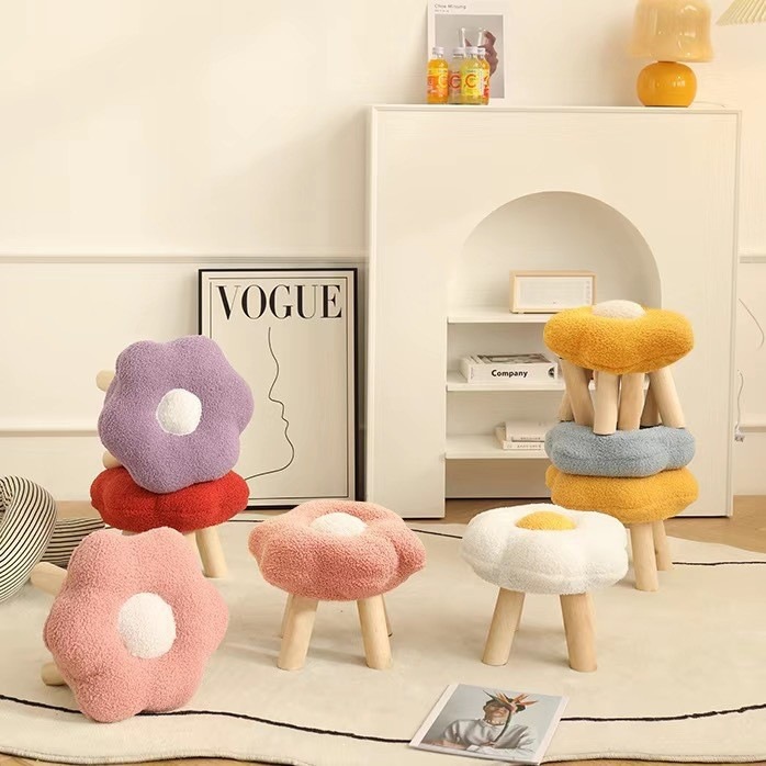 Taburetes de flores, taburetes bajos para el hogar, taburetes de salón, taburetes para niños, taburetes pequeños para el dormitorio encantadores, taburetes de cambio de zapatos