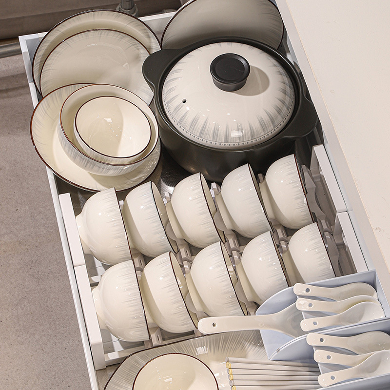 Dish Set Ceramic Tableware Underglaze Color Simple Bowls and Plates Household Rice Bowls Noodle Bowls and Plates Combination Housewarming Gift Wholesale