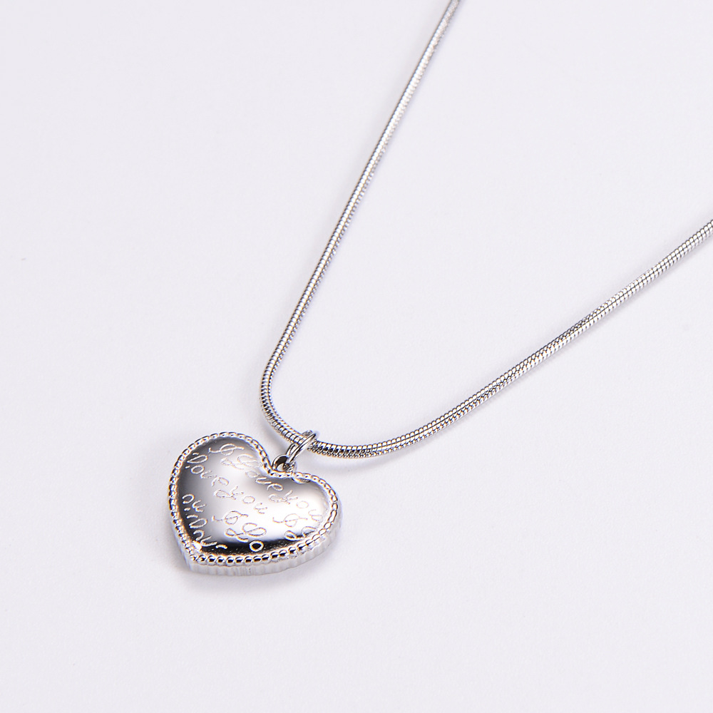 Womenu0027S Simple Style Heart shape Stainless Steel No Inlaid Pendant Necklace Carving Stainless St