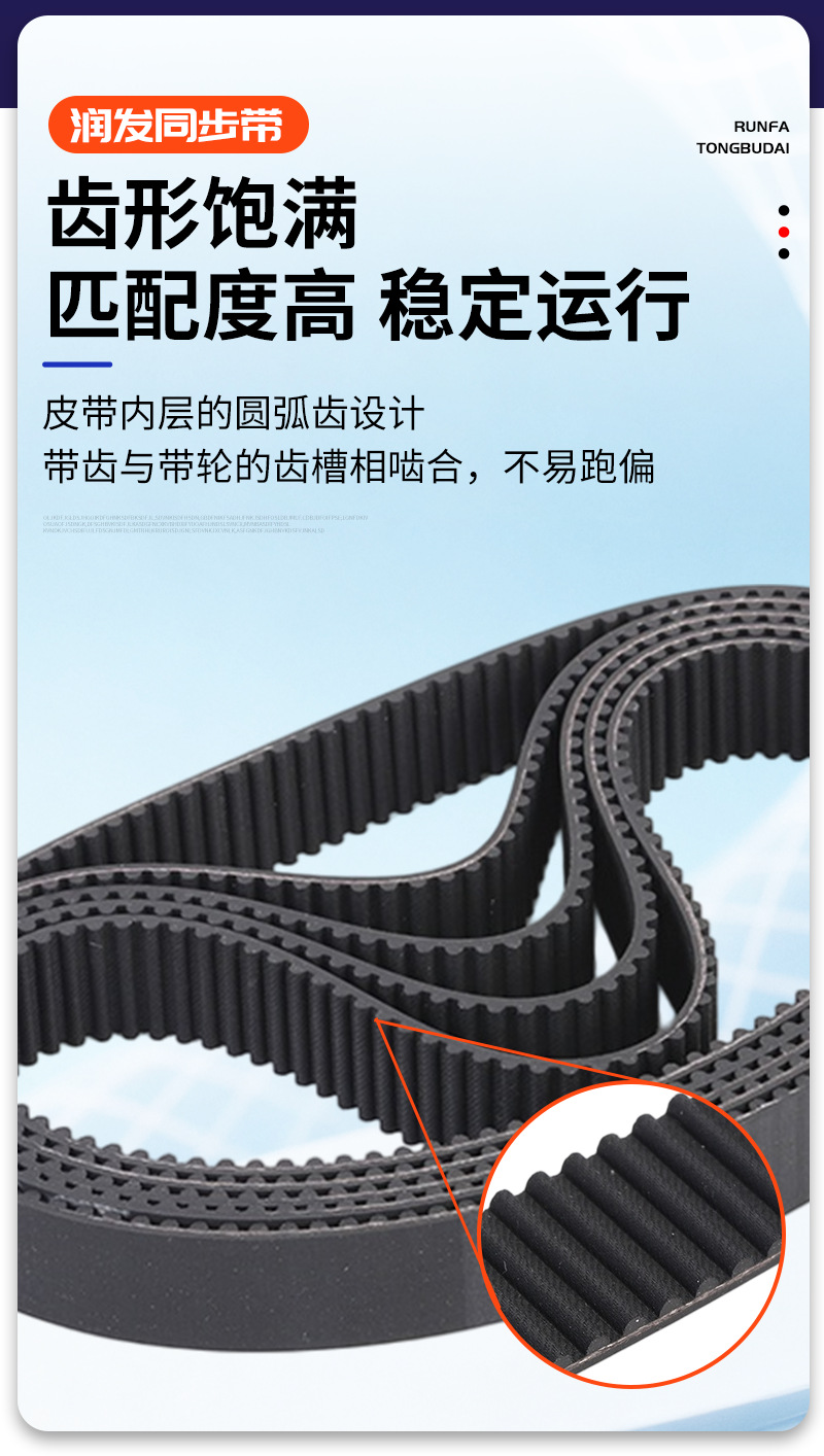 Wear-resistant thickened single-sided toothed rubber synchronous belt 5M rubber synchronous belt Single-sided toothed rubber conveyor belt