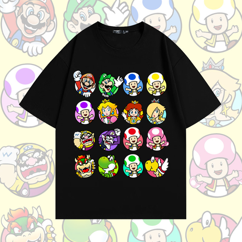 Super Mario pambıq qısaqol köynək, unisex yay futbolkası
